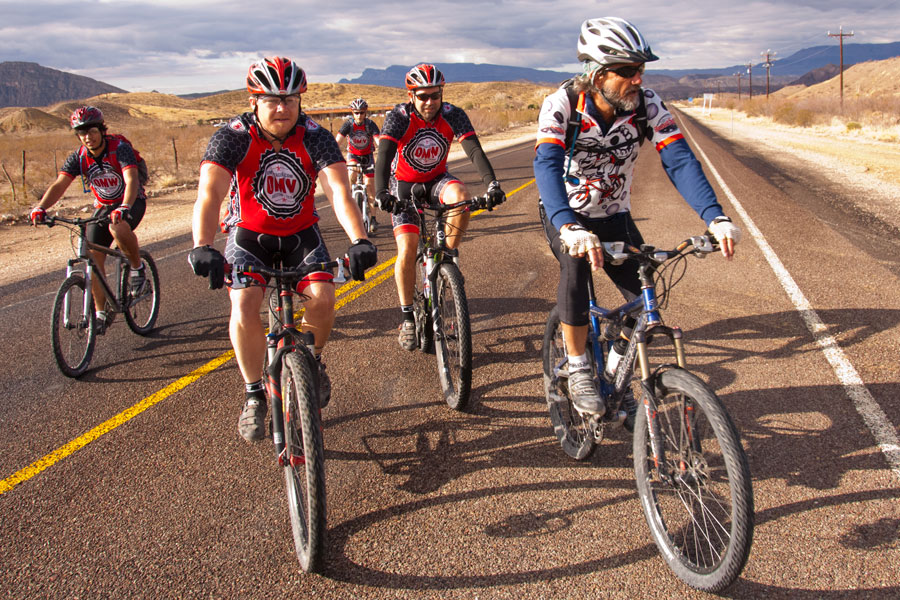 Off-road cyclists leave the road.